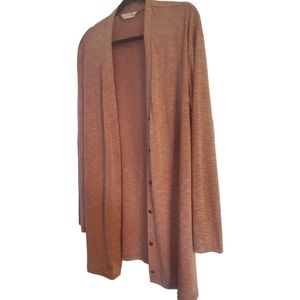 Blush pink long open cardigan